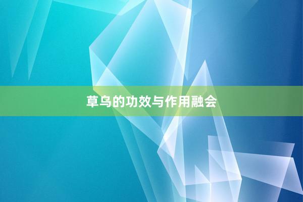 草乌的功效与作用融会